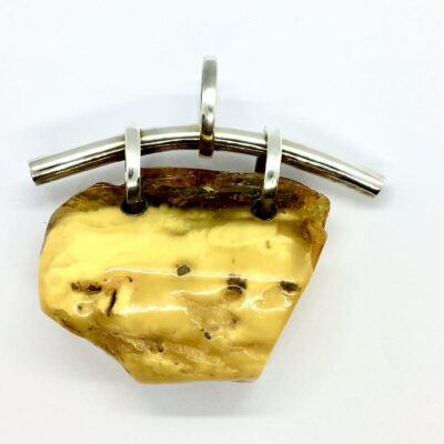 Amber pendant with silver