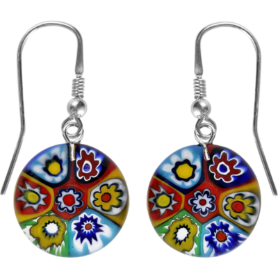 ROUND MURANO EARRINGS WITH FLOWERS