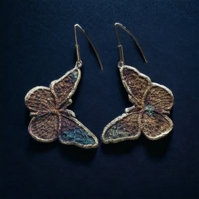biżuteria artystyczna kolczyki srebrne motyle na prezent