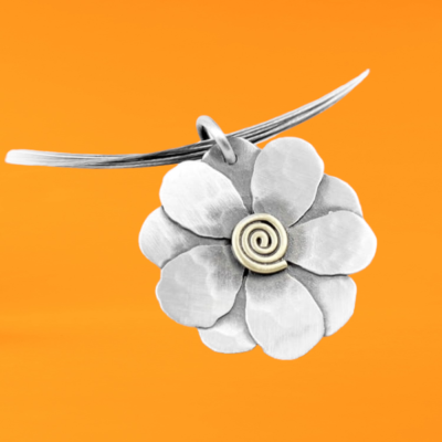 biżuteria artystyczna naszyjnik srebrny kwiatek na prezent