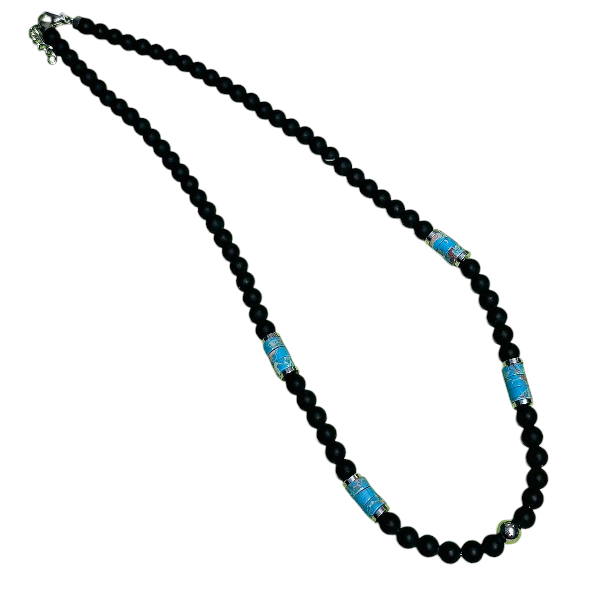 kamienie naturalne NASKN43 biżuteria naszyjnik z onyksu i turkmenitu na prezent