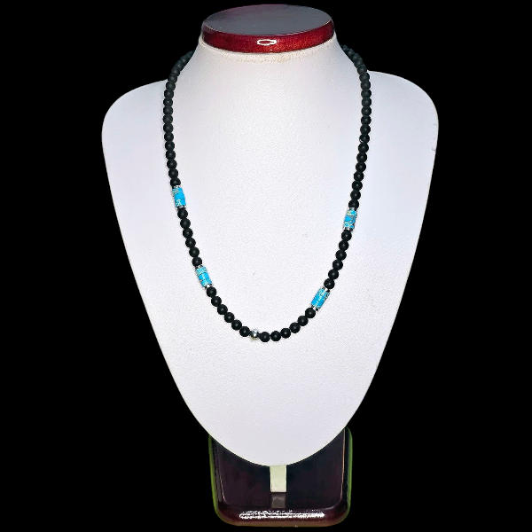 kamienie naturalne NASKN43 biżuteria naszyjnik z onyksu i turkmenitu na prezent