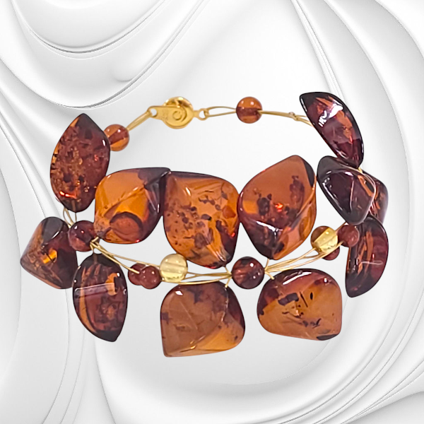 BRABUR72 biżuteria kamienie naturalne bransoleta z bursztynu na prezent