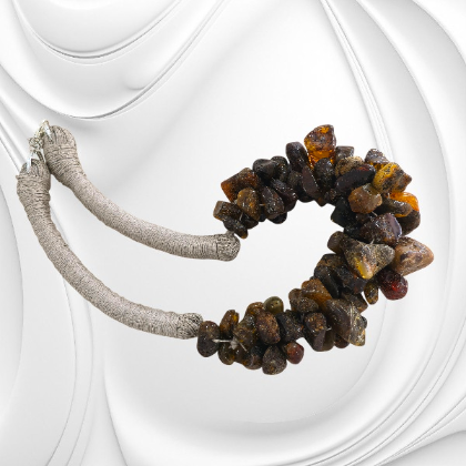 Naturalny naszyjnik z bursztynu na lnianym sznurku - ekologiczna biżuteria handmade - obrazek 6