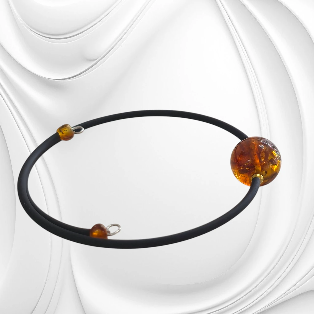 BRABUR96 biżuteria kamienie naturalne bransoletka z bursztynem an drucie pamięciowym pokrytym kauczukiem