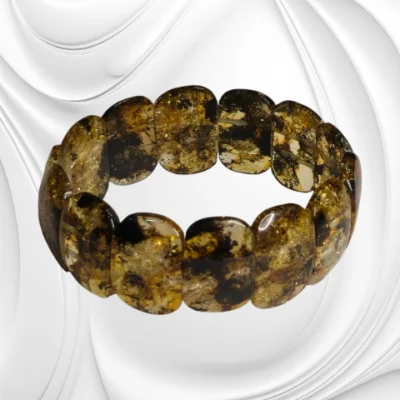 Wyjątkowa bransoletka z płytek zielonego bursztynu