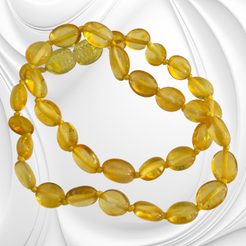 Naszyjnik z fasolek słonecznego bursztynu