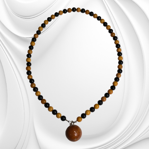 Naszyjnik z kulek karmelowego i koniakowego bursztynu z odłączaną zawieszką