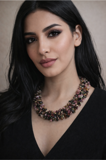 NASKN182 naszyjnik z kolorowego turmalinu