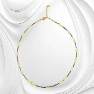 Naszyjnik z bursztynu, hematytu i srebra złoconego – elegancja inspirowana naturą