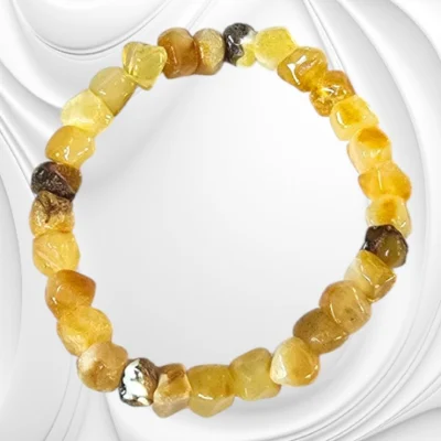 Bransoletka z naturalnego ciosanego bursztynu bałtyckiego na gumce jubilerskiej – autentyczna biżuteria z natury