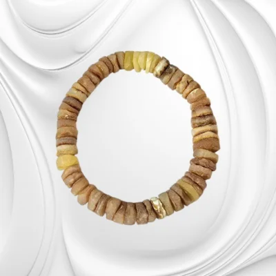 Bransoleta z matowych krążków naturalnego bursztynu bałtyckiego – elegancka biżuteria na prezent
