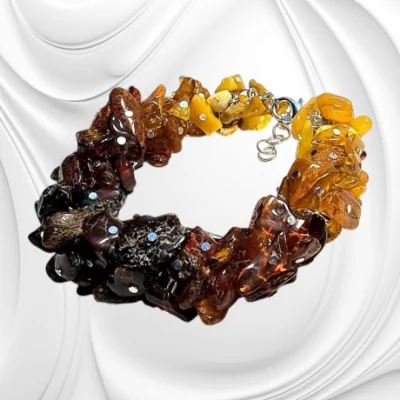Bransoletka z bursztynu bałtyckiego – nieregularne bryłki