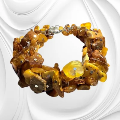 Bransoletka z nieregularnych bryłek bursztynu bałtyckiego