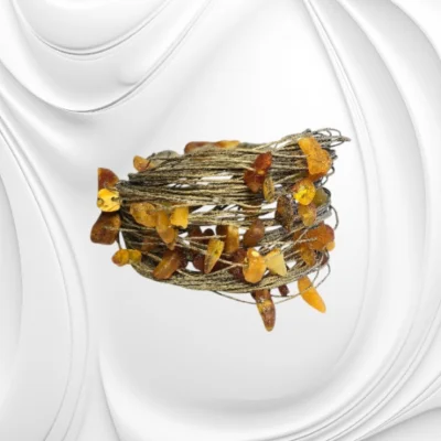 Bransoletka z bursztynem na lnianym sznurku – naturalna biżuteria z bursztynem