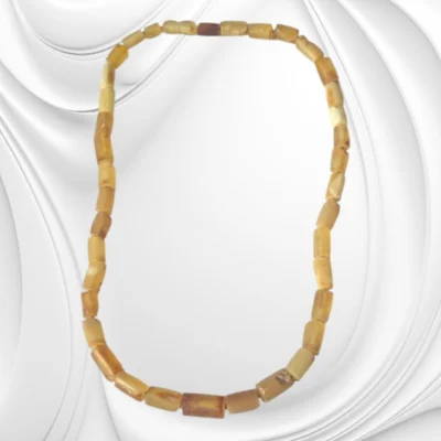 Naszyjnik z wałków naturalnego bursztynu bałtyckiego – biżuteria unisex dla kobiet i mężczyzn
