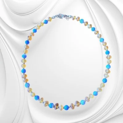 Naszyjnik z matowego bursztynu i jadeitu – naszyjnik z drobnych kulek