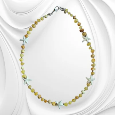 Naszyjnik z matowego bursztynu bałtyckiego – drobne kulki naturalnego bursztynu