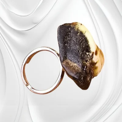 Pierścionek z mleczno-koniakowym bursztynem bałtyckim – srebrny pierścionek z dużym oczkiem regulowany